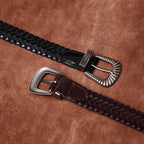 Men's Braided Full-Grain Leather Belt | Western Style