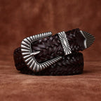 Men's Braided Full-Grain Leather Belt | Western Style