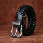 Men's Braided Full-Grain Leather Belt | Western Style