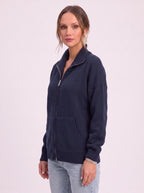 Women's Full Zip Ribbed Cardigan Funnel Neck Sweater