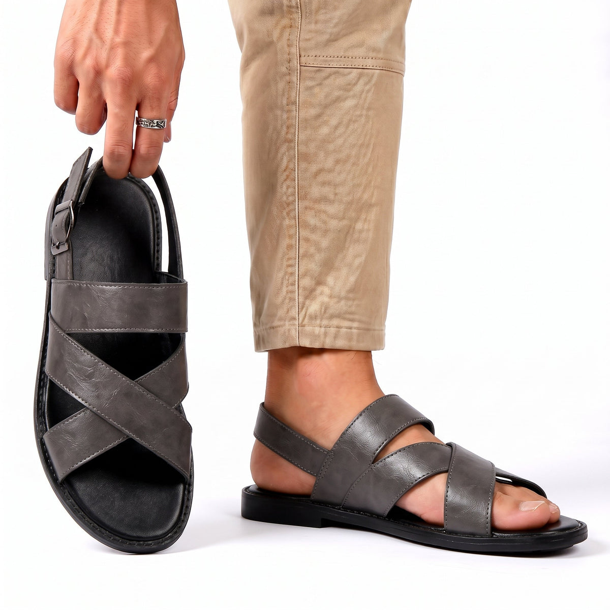 Men’s Leather Sandals – Classic Adjustable Summer Shoes