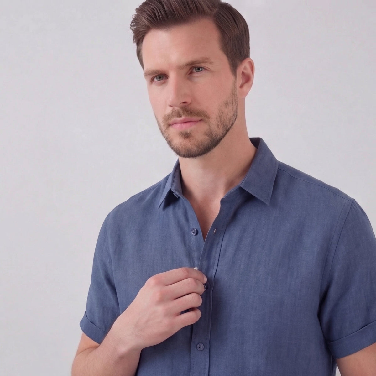 Men's Linen Short Sleeve Shirt - Lightweight Casual Button Down