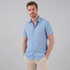 Men's Linen Short Sleeve Shirt - Lightweight Casual Button Down