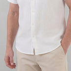 Men's Linen Short Sleeve Shirt - Lightweight Casual Button Down