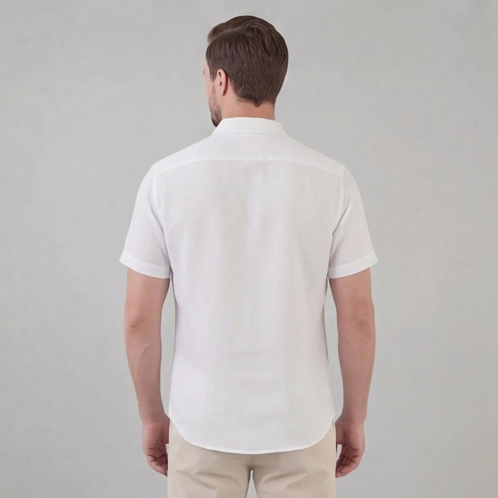 Men's Linen Short Sleeve Shirt - Lightweight Casual Button Down