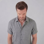 Men's Linen Short Sleeve Shirt - Lightweight Casual Button Down