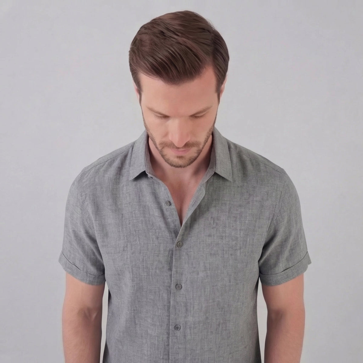 Men's Linen Short Sleeve Shirt - Lightweight Casual Button Down