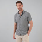 Men's Linen Short Sleeve Shirt - Lightweight Casual Button Down
