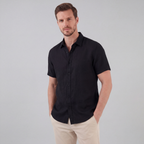 Men's Linen Short Sleeve Shirt - Lightweight Casual Button Down
