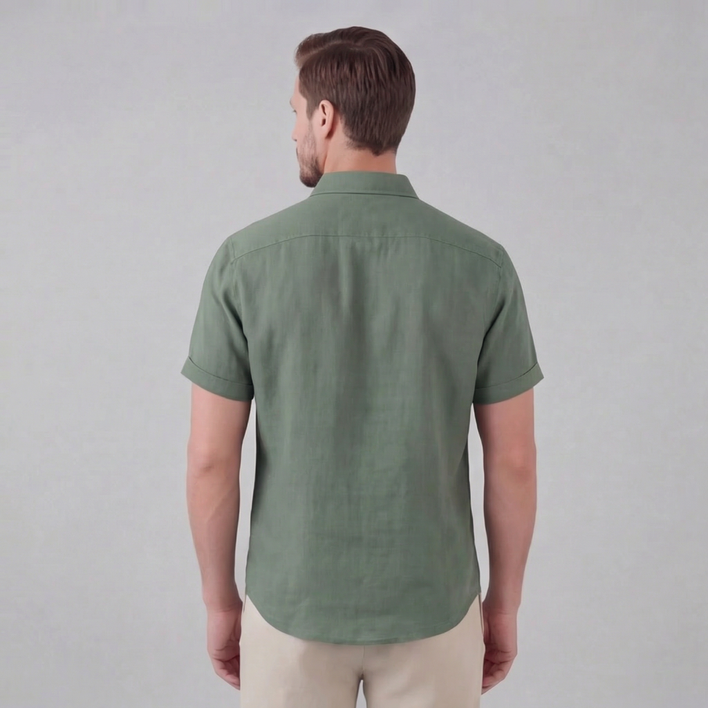 Men's Linen Short Sleeve Shirt - Lightweight Casual Button Down