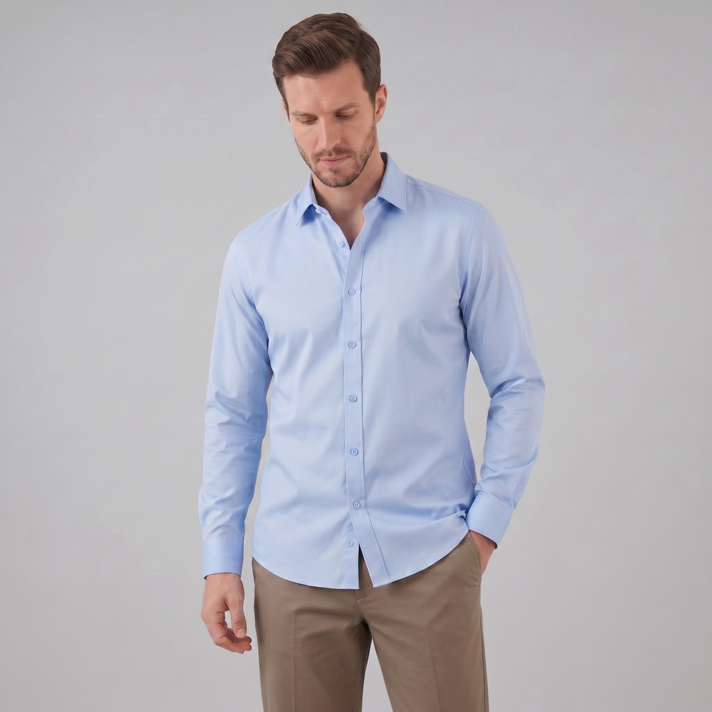 Men's Slim Fit Long Sleeve Dress Shirt - Formal Business