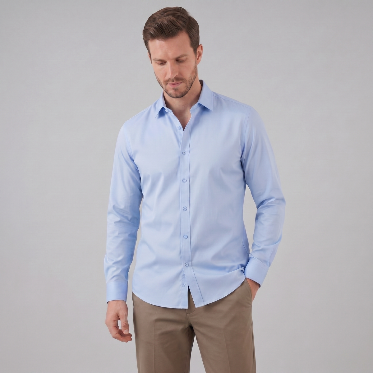 Men's Slim Fit Long Sleeve Dress Shirt - Formal Business