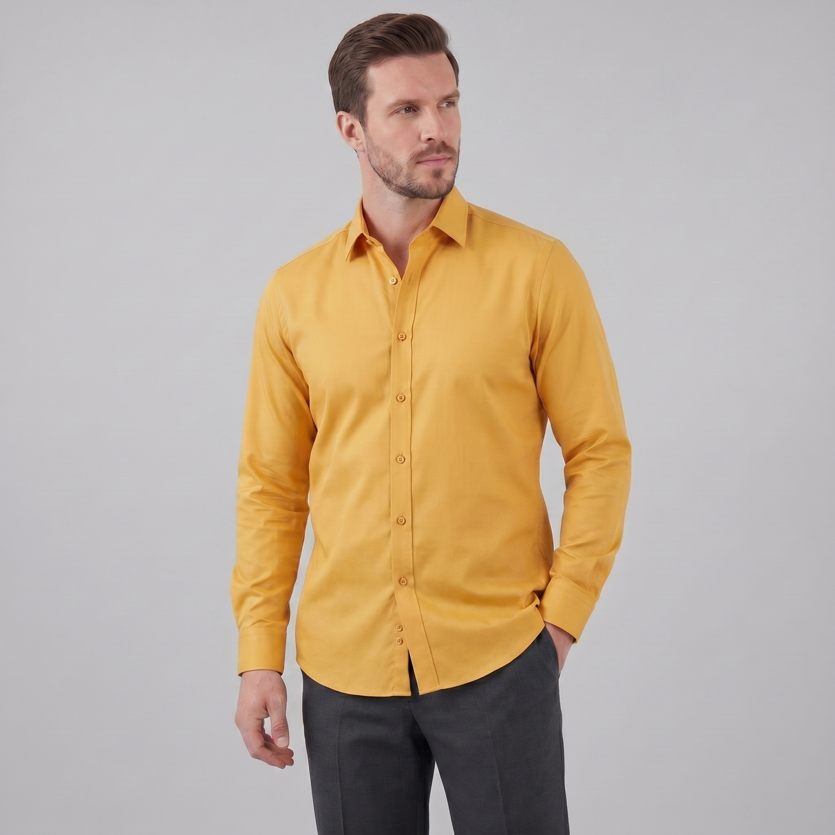 Men's Slim Fit Long Sleeve Dress Shirt - Formal Business