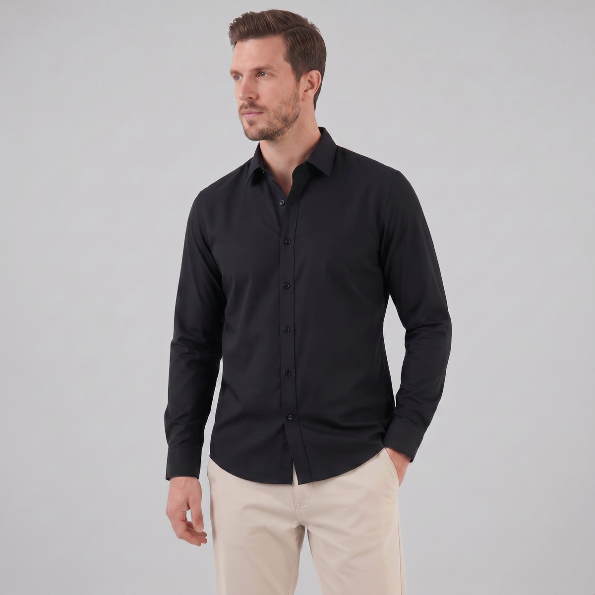 Men's Slim Fit Long Sleeve Dress Shirt - Formal Business