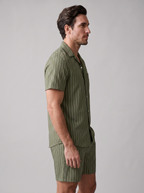 Men's Pinstripe Short Sleeve Co-Ord Set - 2-Piece Summer