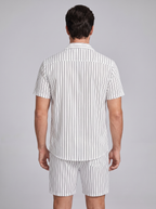 Men's Pinstripe Short Sleeve Co-Ord Set - 2-Piece Summer