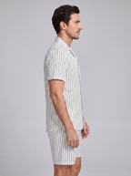 Men's Pinstripe Short Sleeve Co-Ord Set - 2-Piece Summer