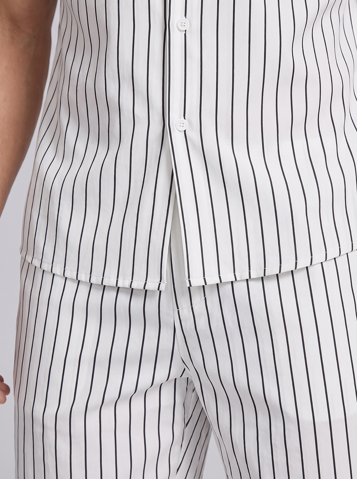 Men's Pinstripe Short Sleeve Co-Ord Set - 2-Piece Summer