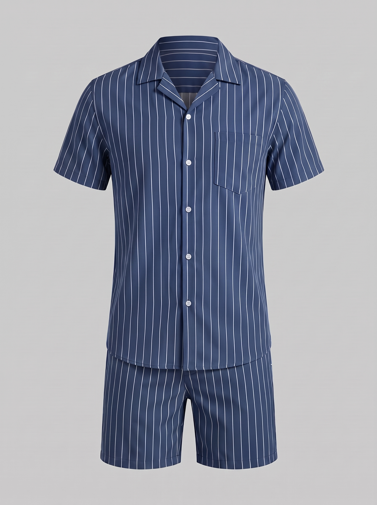 Men's Pinstripe Short Sleeve Co-Ord Set - 2-Piece Summer