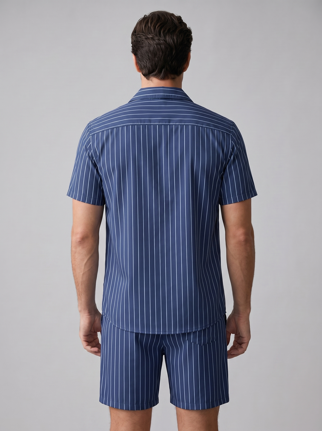 Men's Pinstripe Short Sleeve Co-Ord Set - 2-Piece Summer