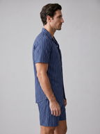 Men's Pinstripe Short Sleeve Co-Ord Set - 2-Piece Summer
