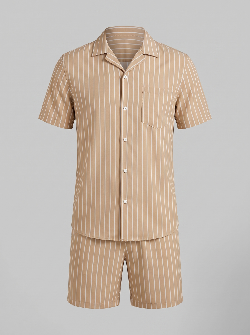 Men's Pinstripe Short Sleeve Co-Ord Set - 2-Piece Summer