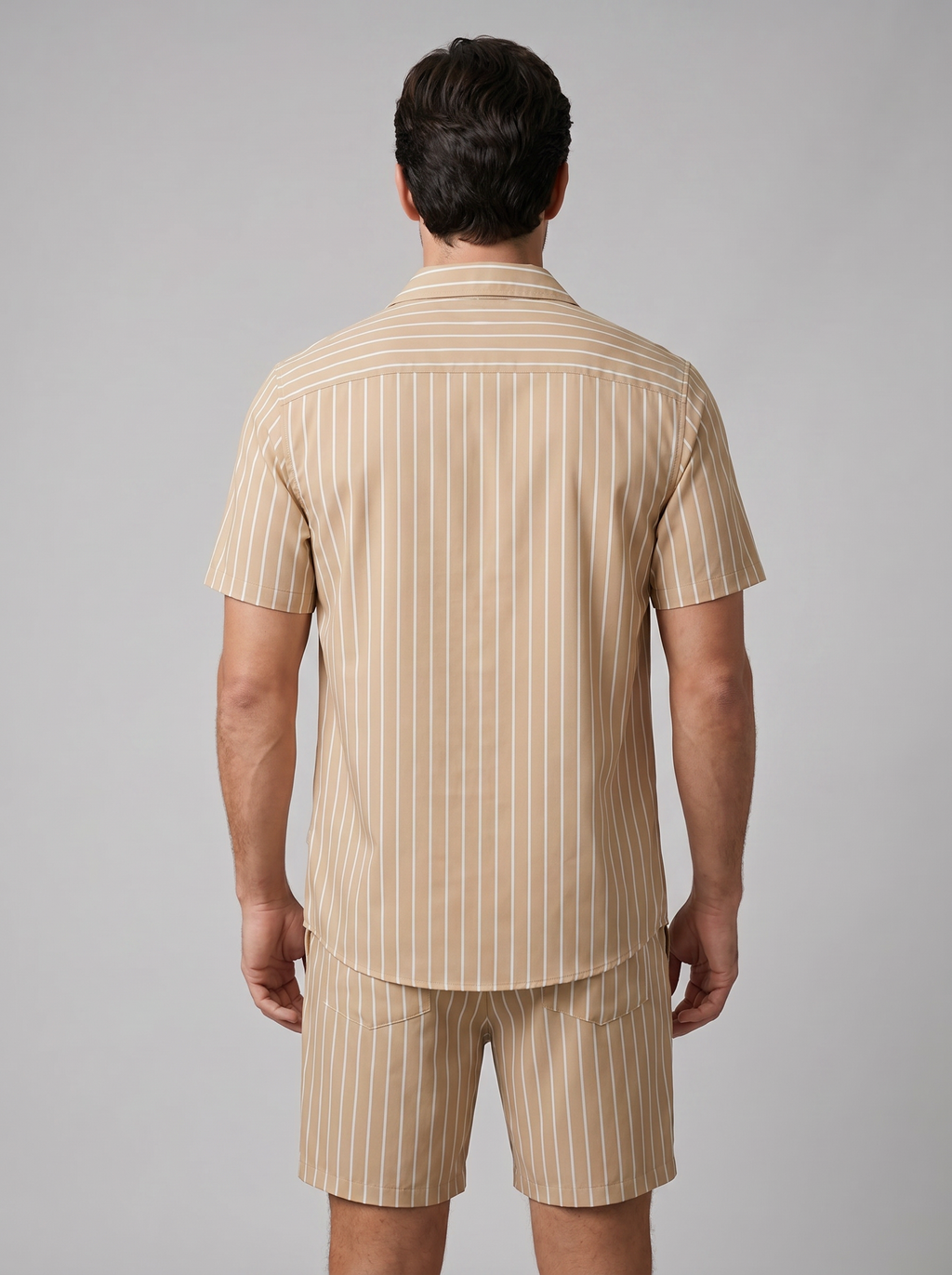 Men's Pinstripe Short Sleeve Co-Ord Set - 2-Piece Summer