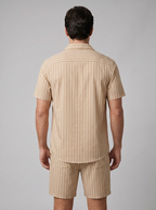 Men's Pinstripe Short Sleeve Co-Ord Set - 2-Piece Summer