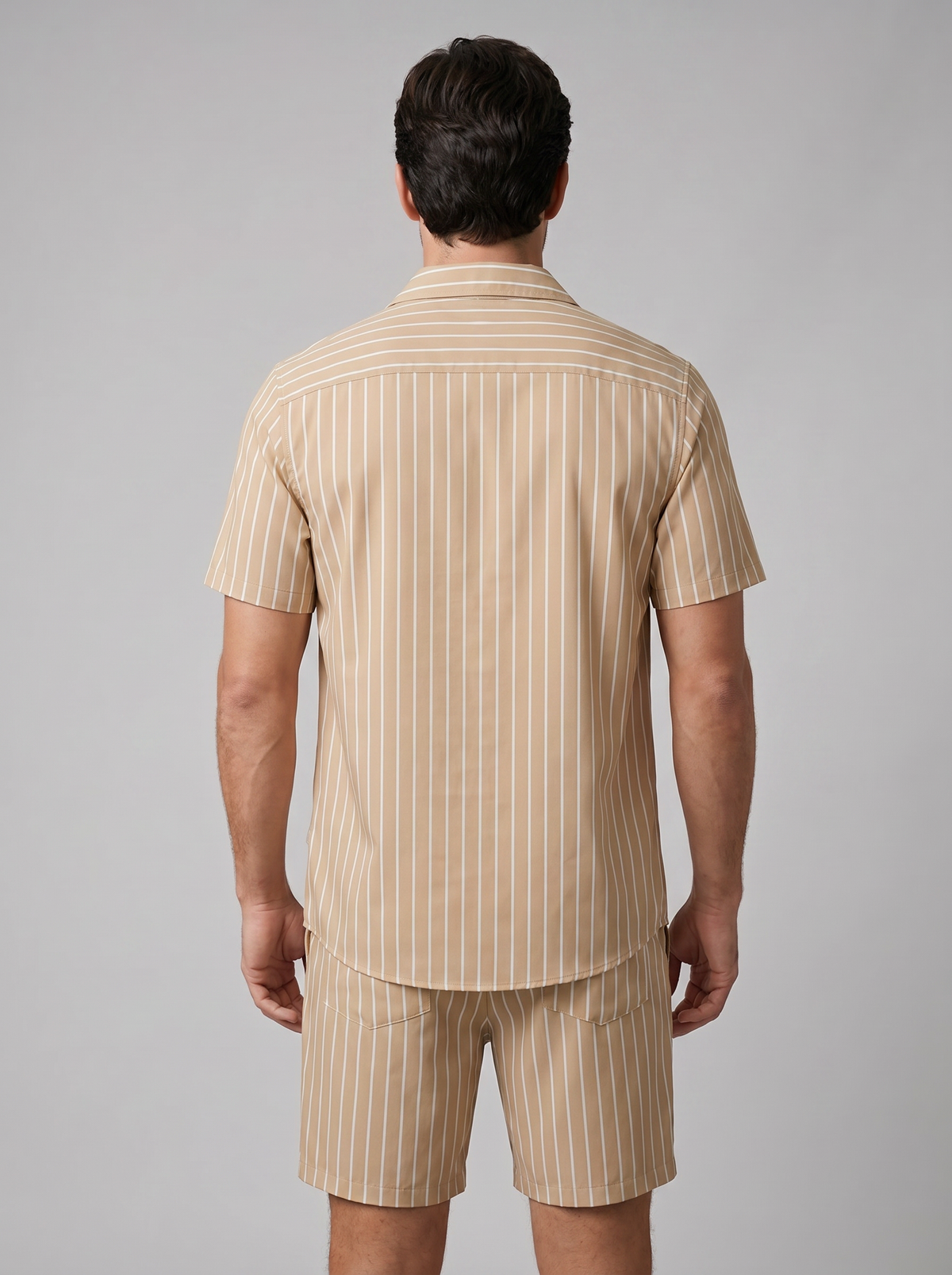 Men's Pinstripe Short Sleeve Co-Ord Set - 2-Piece Summer