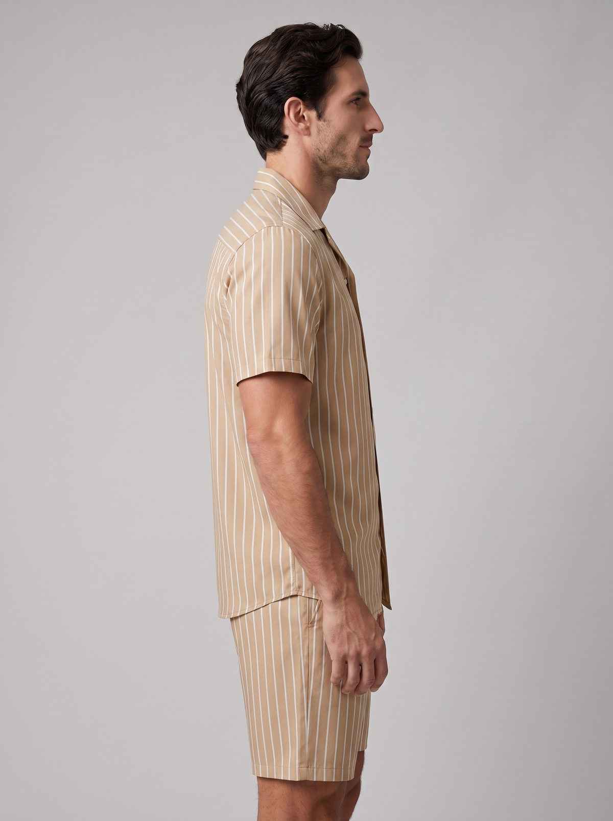 Men's Pinstripe Short Sleeve Co-Ord Set - 2-Piece Summer