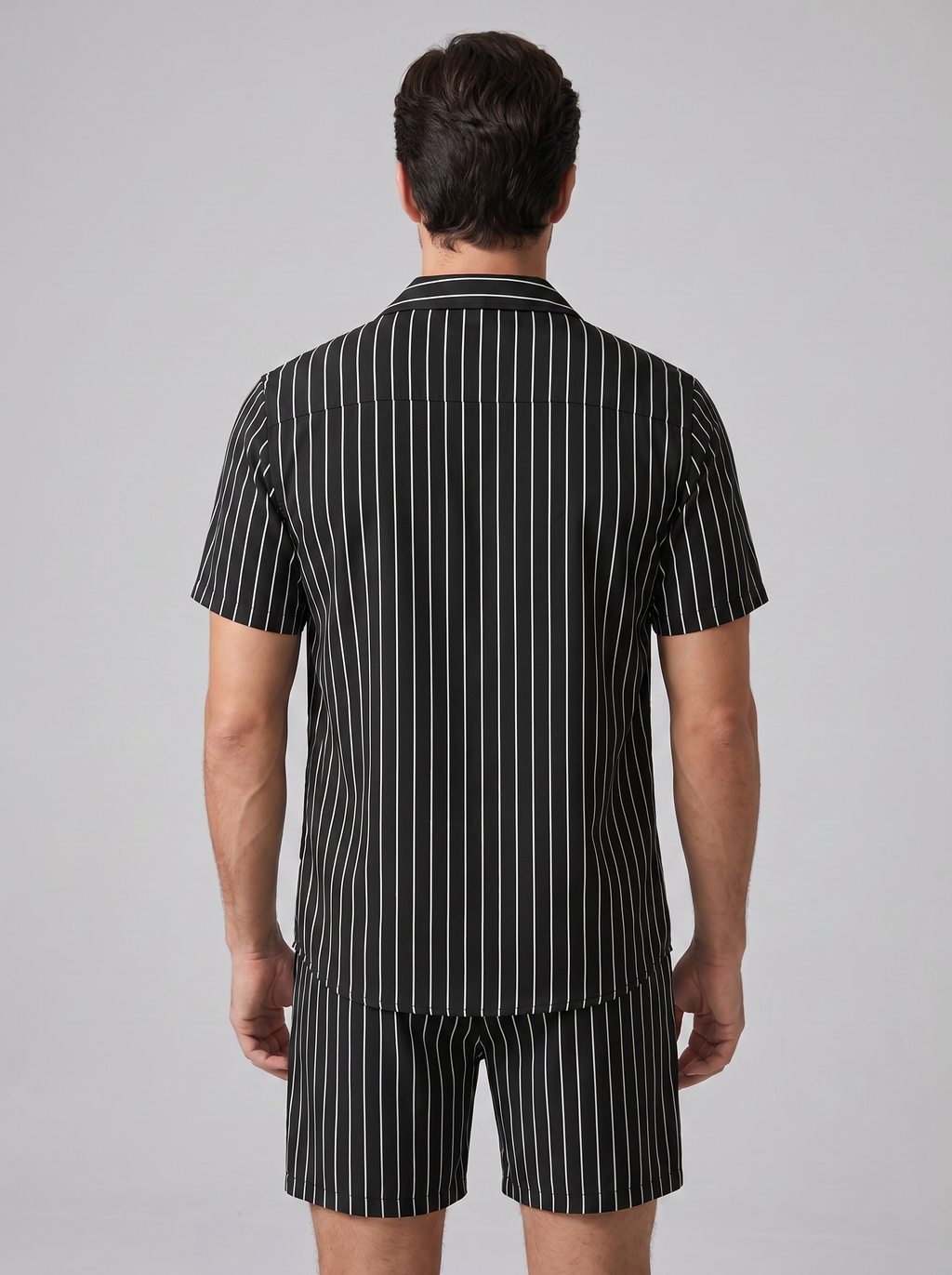 Men's Pinstripe Short Sleeve Co-Ord Set - 2-Piece Summer