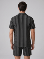 Men's Pinstripe Short Sleeve Co-Ord Set - 2-Piece Summer
