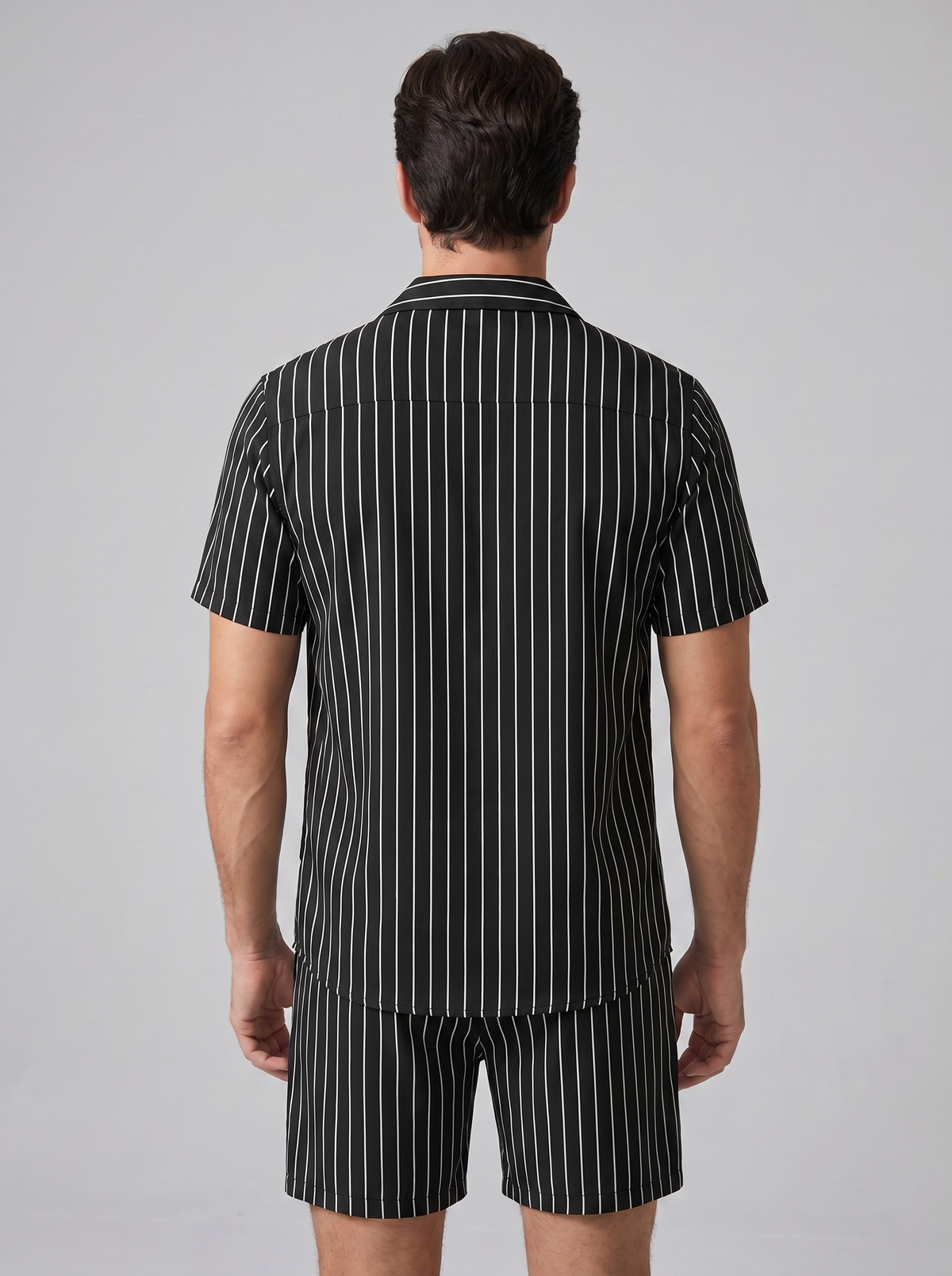 Men's Pinstripe Short Sleeve Co-Ord Set - 2-Piece Summer