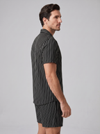 Men's Pinstripe Short Sleeve Co-Ord Set - 2-Piece Summer