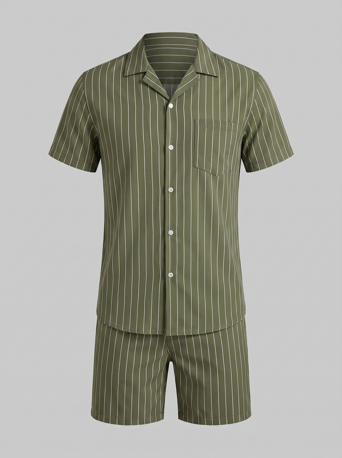 Men's Pinstripe Short Sleeve Co-Ord Set - 2-Piece Summer