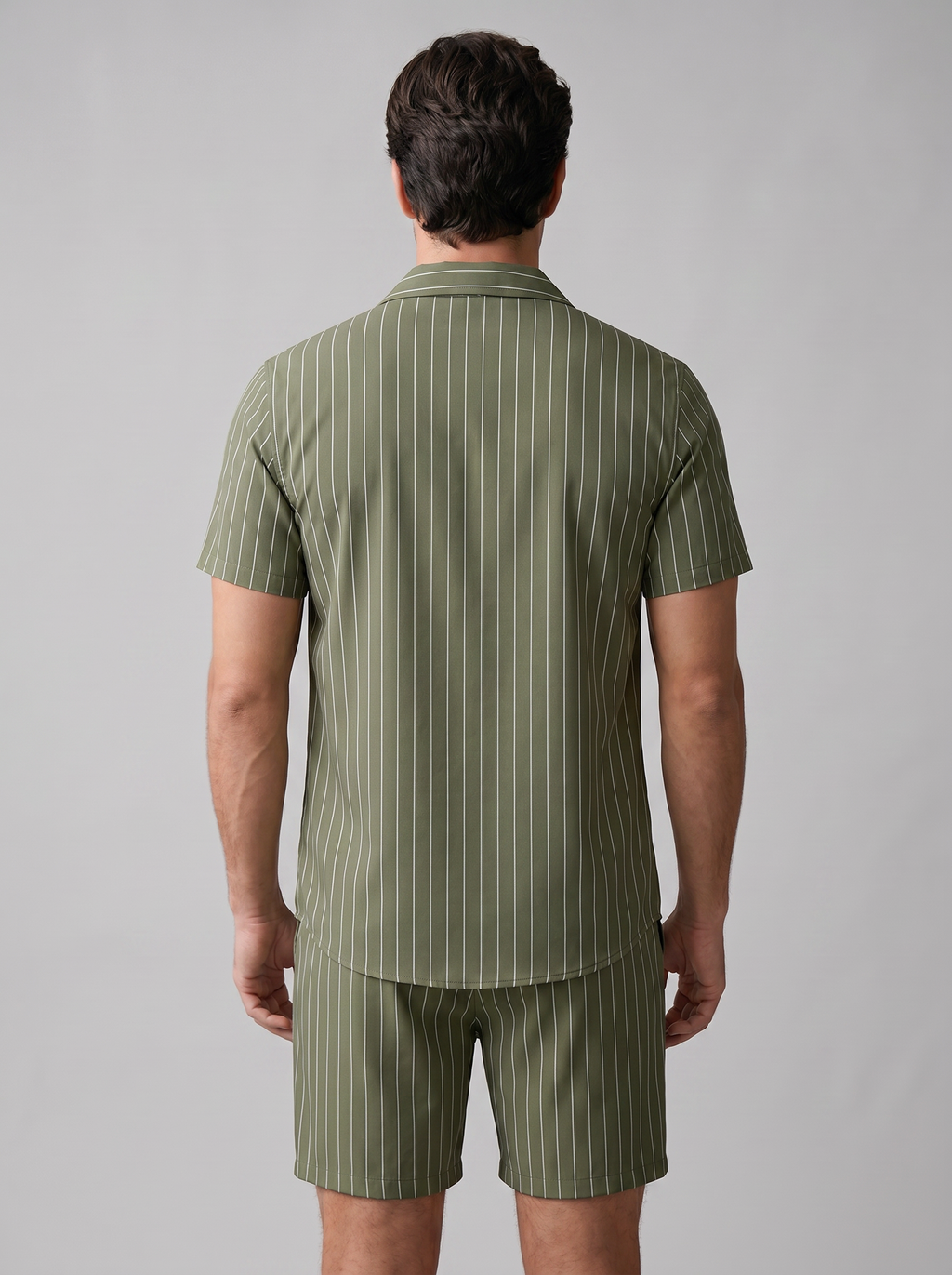 Men's Pinstripe Short Sleeve Co-Ord Set - 2-Piece Summer