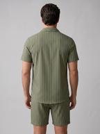 Men's Pinstripe Short Sleeve Co-Ord Set - 2-Piece Summer