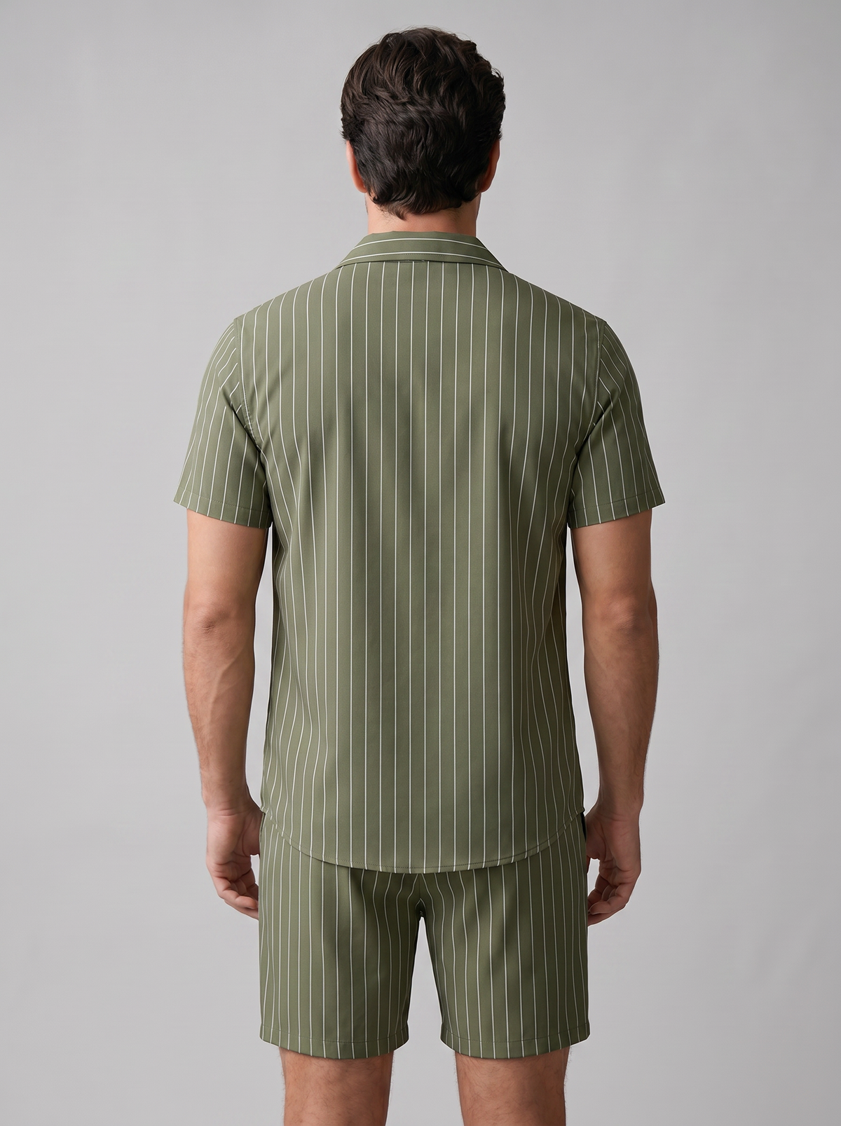 Men's Pinstripe Short Sleeve Co-Ord Set - 2-Piece Summer