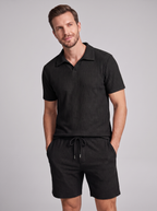 Men's Ribbed Knit Polo Set - 2-Piece Casual Co-Ord Outfit