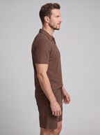 Men's Ribbed Knit Polo Set - 2-Piece Casual Co-Ord Outfit