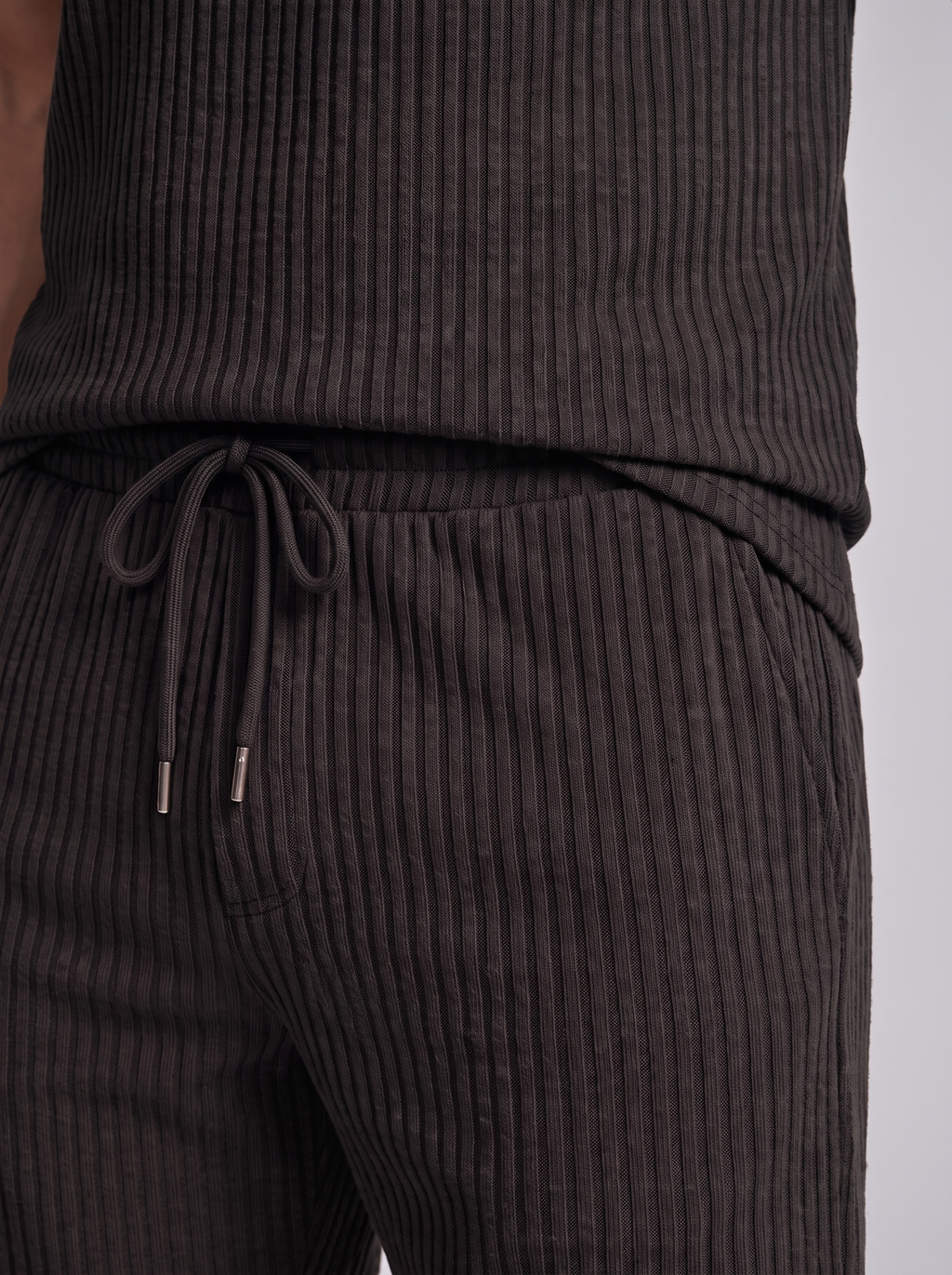 Men's Ribbed Knit Polo Set - 2-Piece Casual Co-Ord Outfit