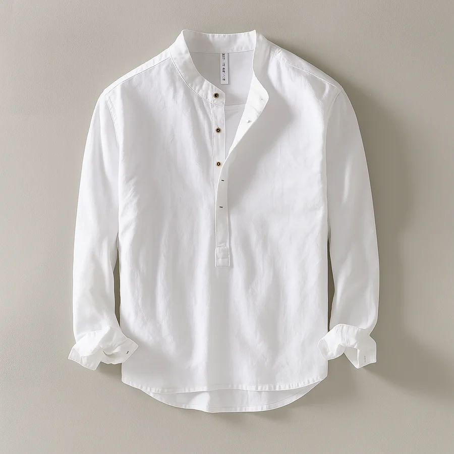 Shoreline Linen Henley Shirt - Men's Premium Casual Top