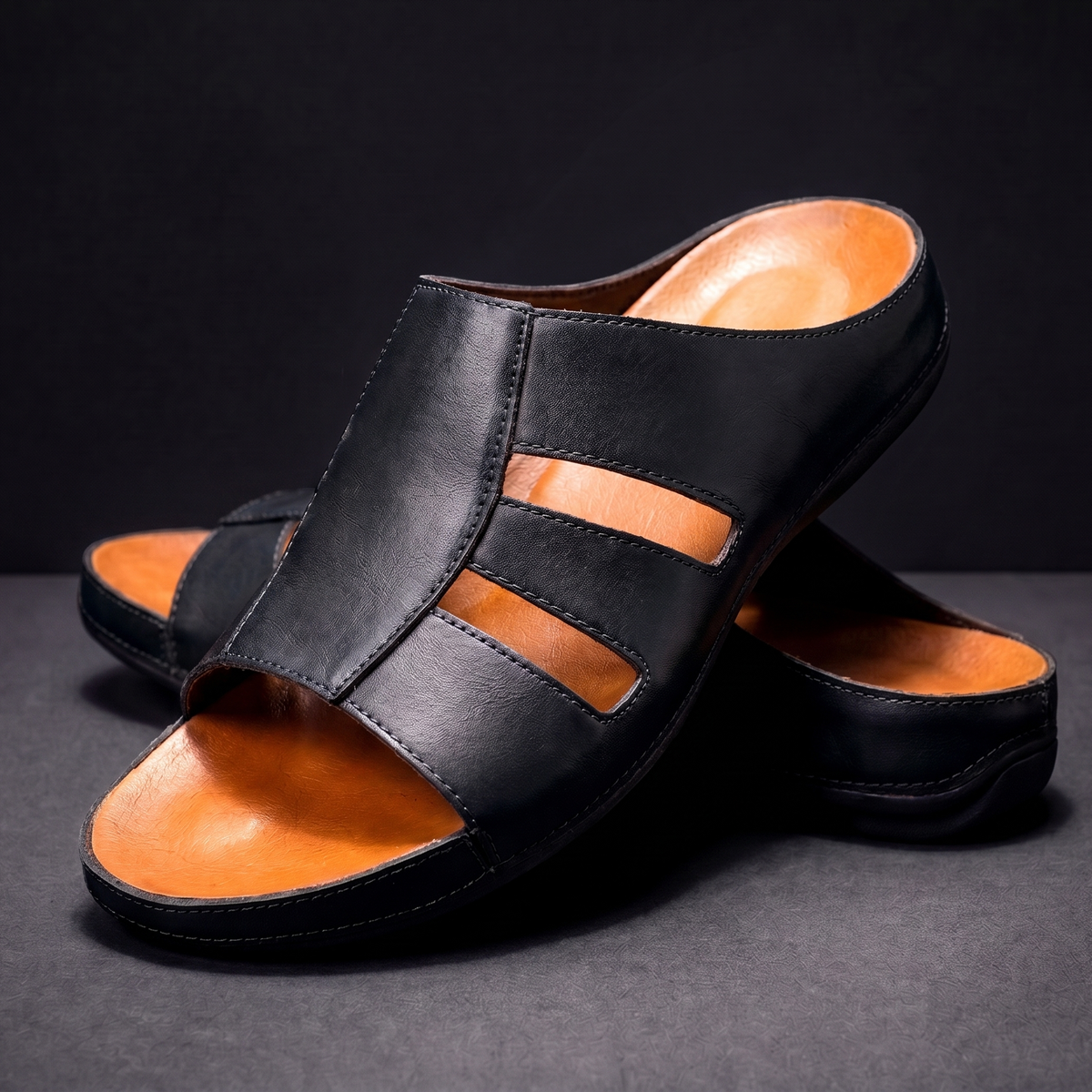 Men’s Leather Sandals – Adjustable Casual Summer Shoes