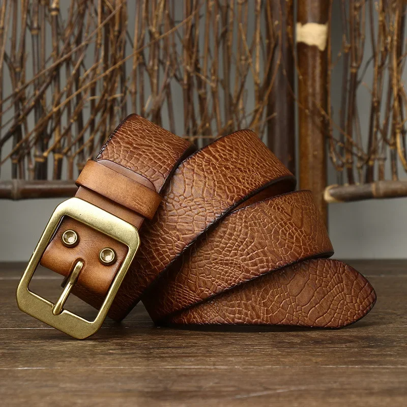 Men's Cowhide Leather Belt Classic Prong Buckle