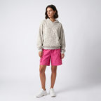 Women's Grey Leopard Print Oversized Hoodie – Drawstring Top