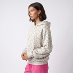 Women's Grey Leopard Print Oversized Hoodie – Drawstring Top