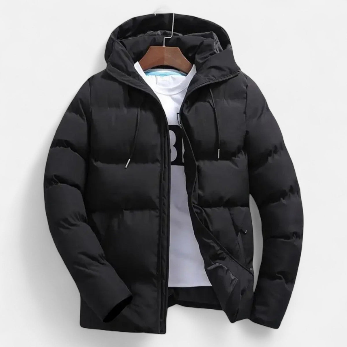 Men's Quilted Hooded Refined Puffer Jacket | Winter Coat