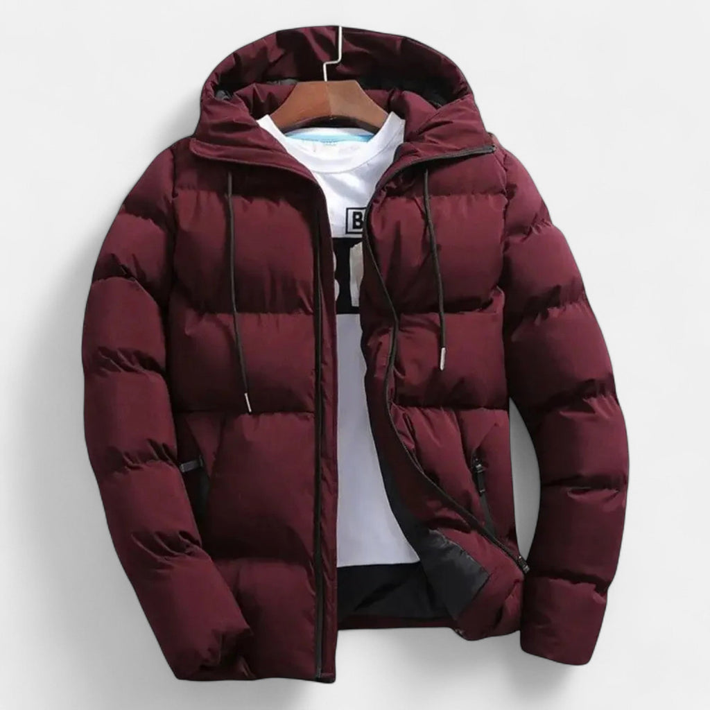 Men's Quilted Hooded Refined Puffer Jacket | Winter Coat