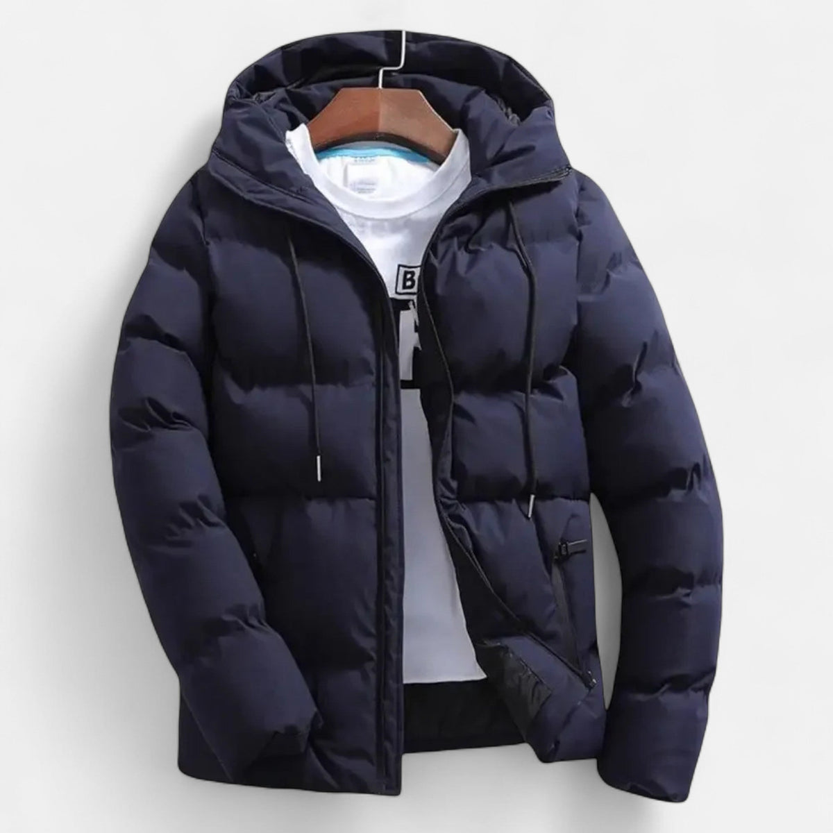 Men's Quilted Hooded Refined Puffer Jacket | Winter Coat