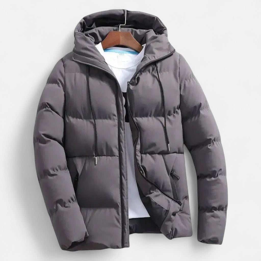 Men's Quilted Hooded Refined Puffer Jacket | Winter Coat